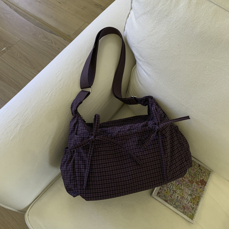 Pleated Nylon Crossbody Bag with Large Capacity