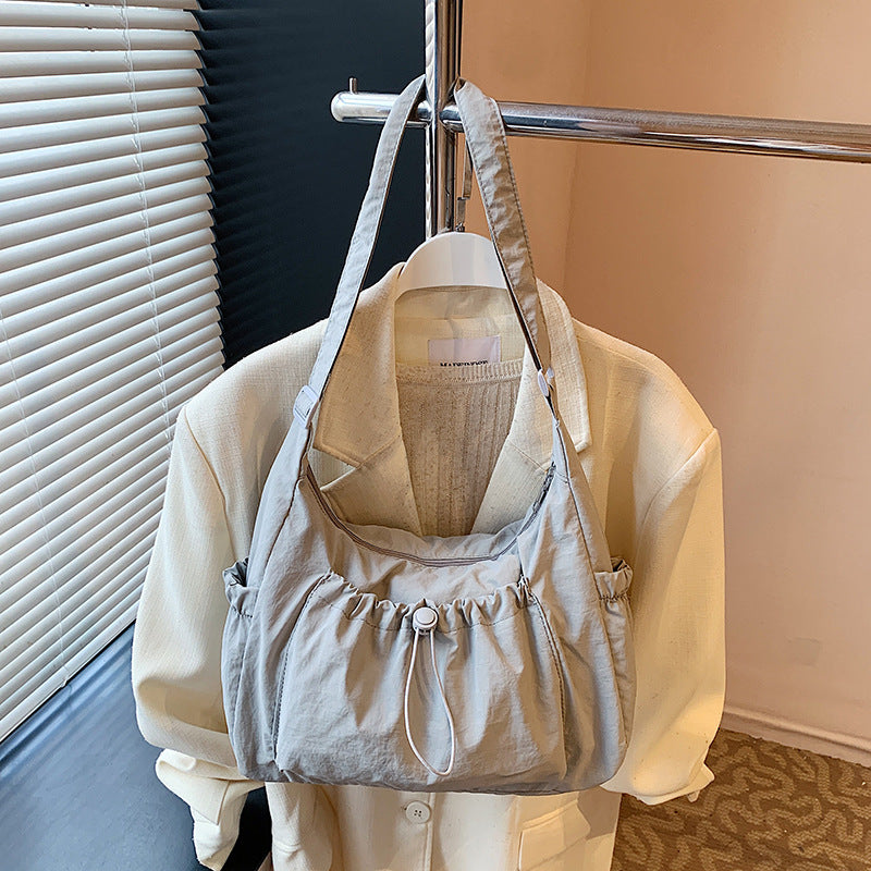 Pleated Nylon Crossbody Bag with Large Capacity