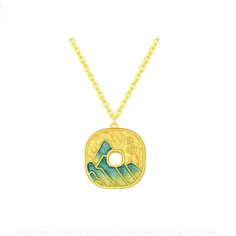 3D Hard Gold Pendant Necklace with Gift Box