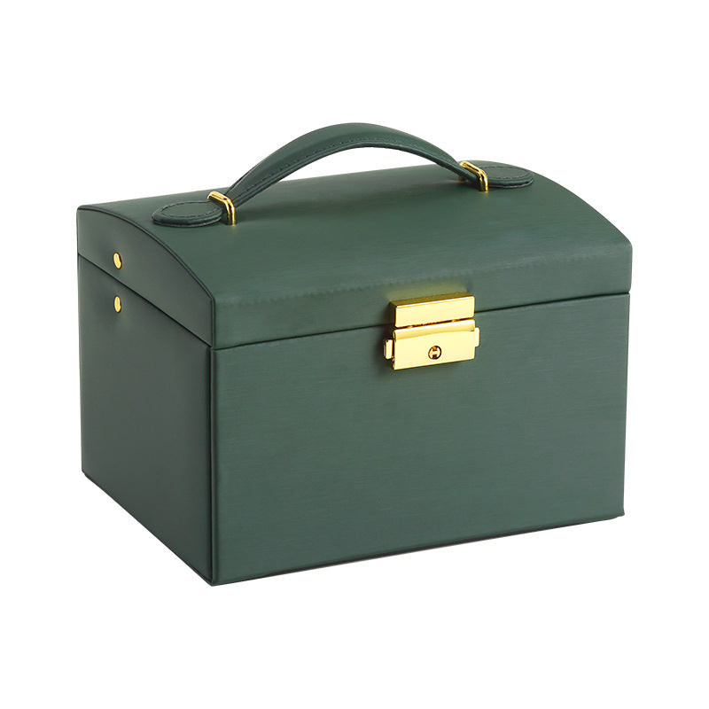 European Leather Jewelry Storage Box with Lock