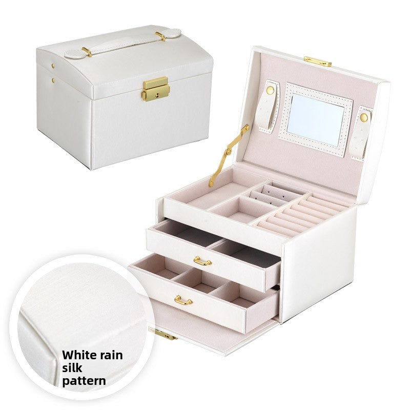 European Leather Jewelry Storage Box with Lock