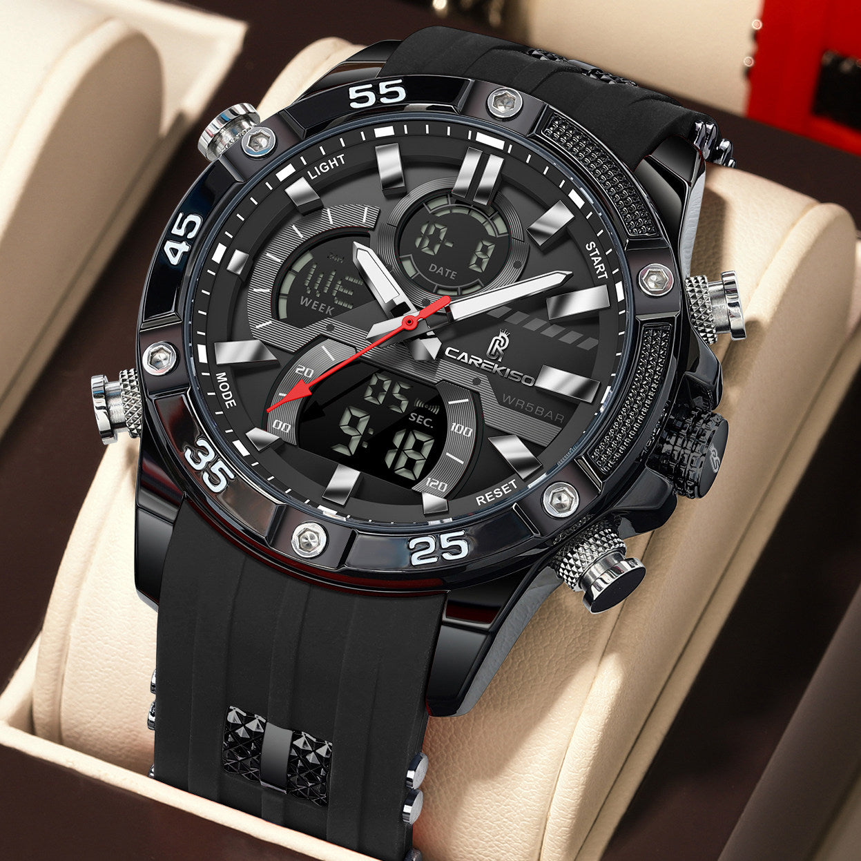 Men's Luminous Dual Display Waterproof Watch