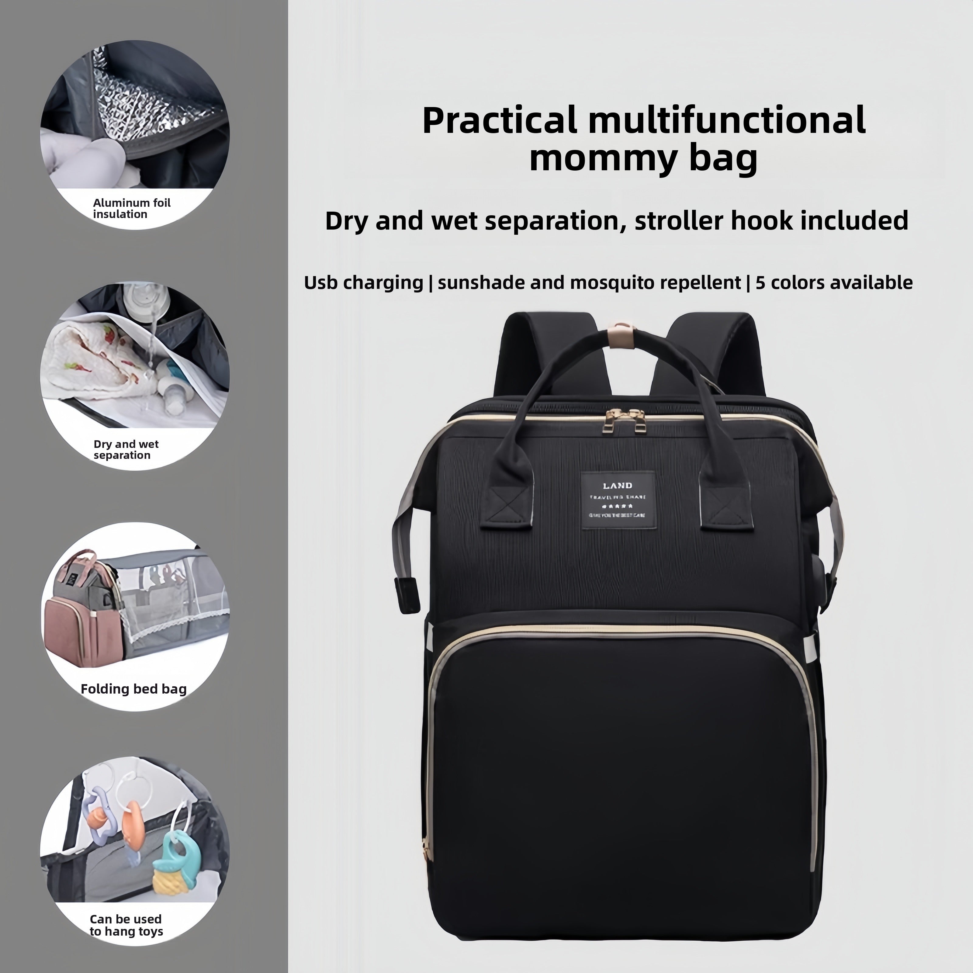 Multi-functional Mosquito-Repellent Foldable Travel Crib and Carry Bag