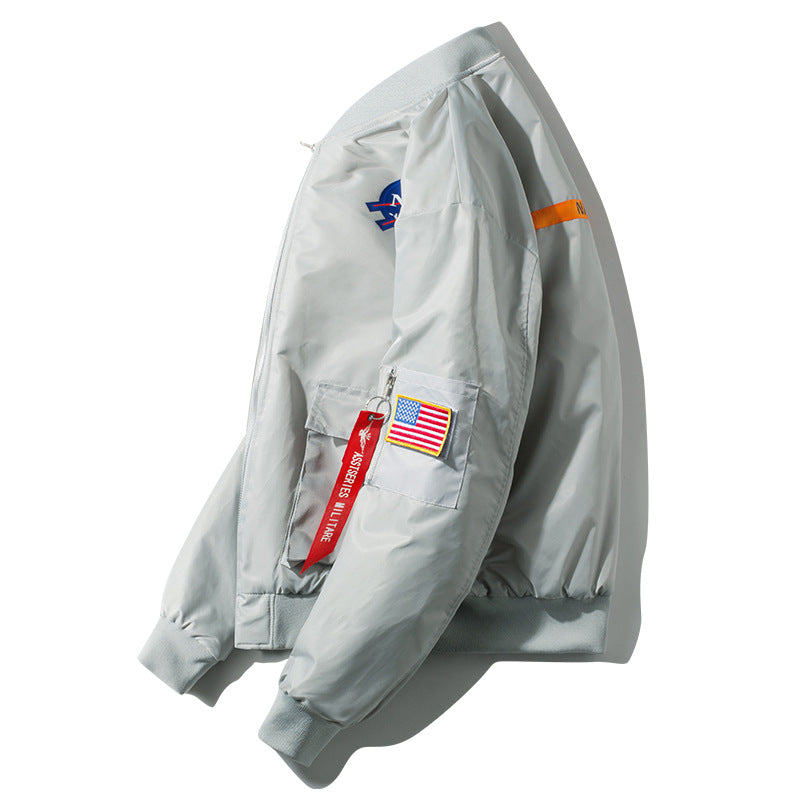 Synthetic Fiber Blended Fabrics Workwear Jacket Unisex Air Force Jacket Nasa Baseball Uniform European Style