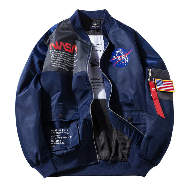 Synthetic Fiber Blended Fabrics Workwear Jacket Unisex Air Force Jacket Nasa Baseball Uniform European Style