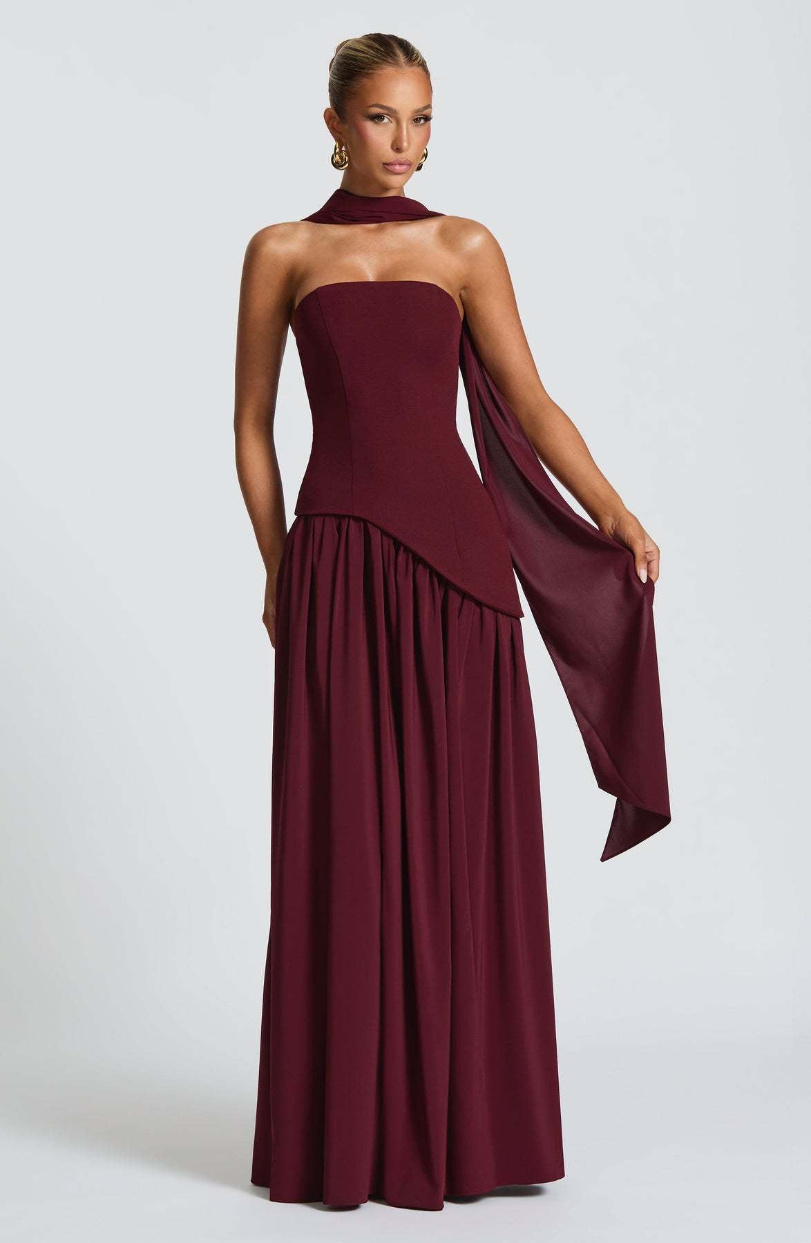 Strapless High Split Backless Long Dress