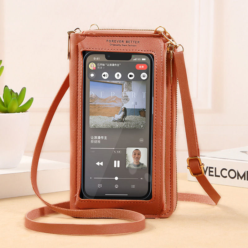 Transparent Touch-Screen Cross-Body Phone Bag