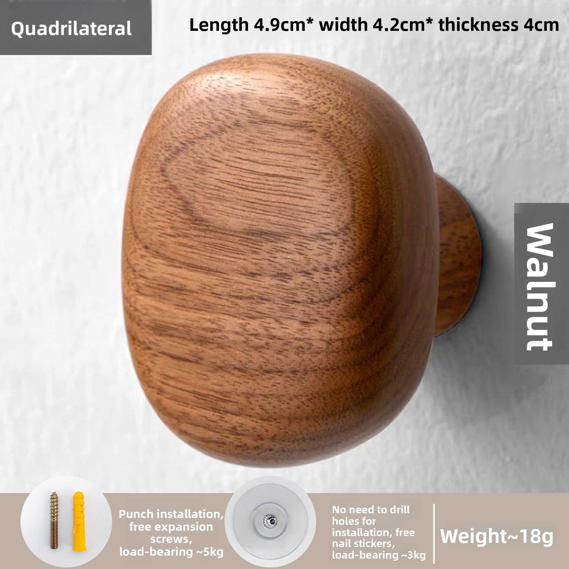 Nordic Solid Wood Adhesive Wall Hooks and Handles