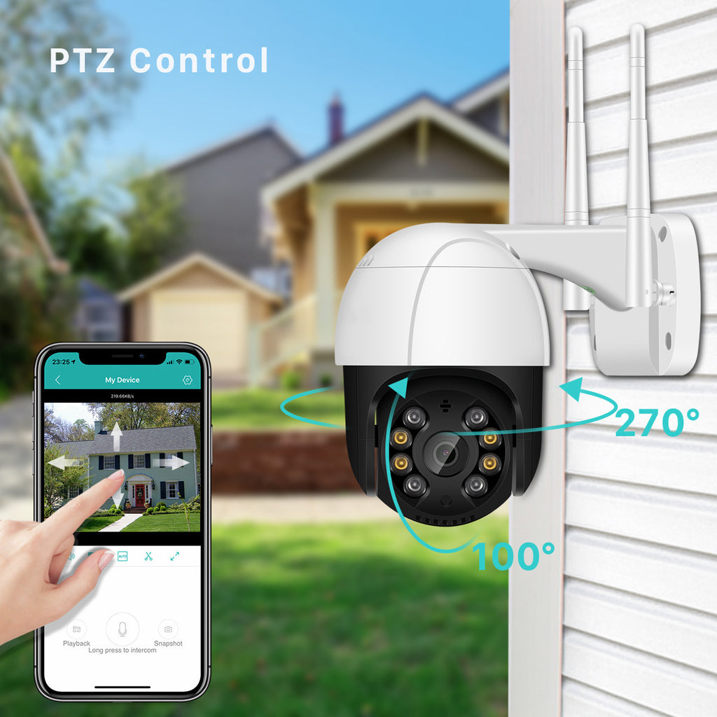 Wireless Wifi Dome Surveillance Camera Rainproof Outdoor Pan/tilt Remote Control Body Dual Light Night Vision