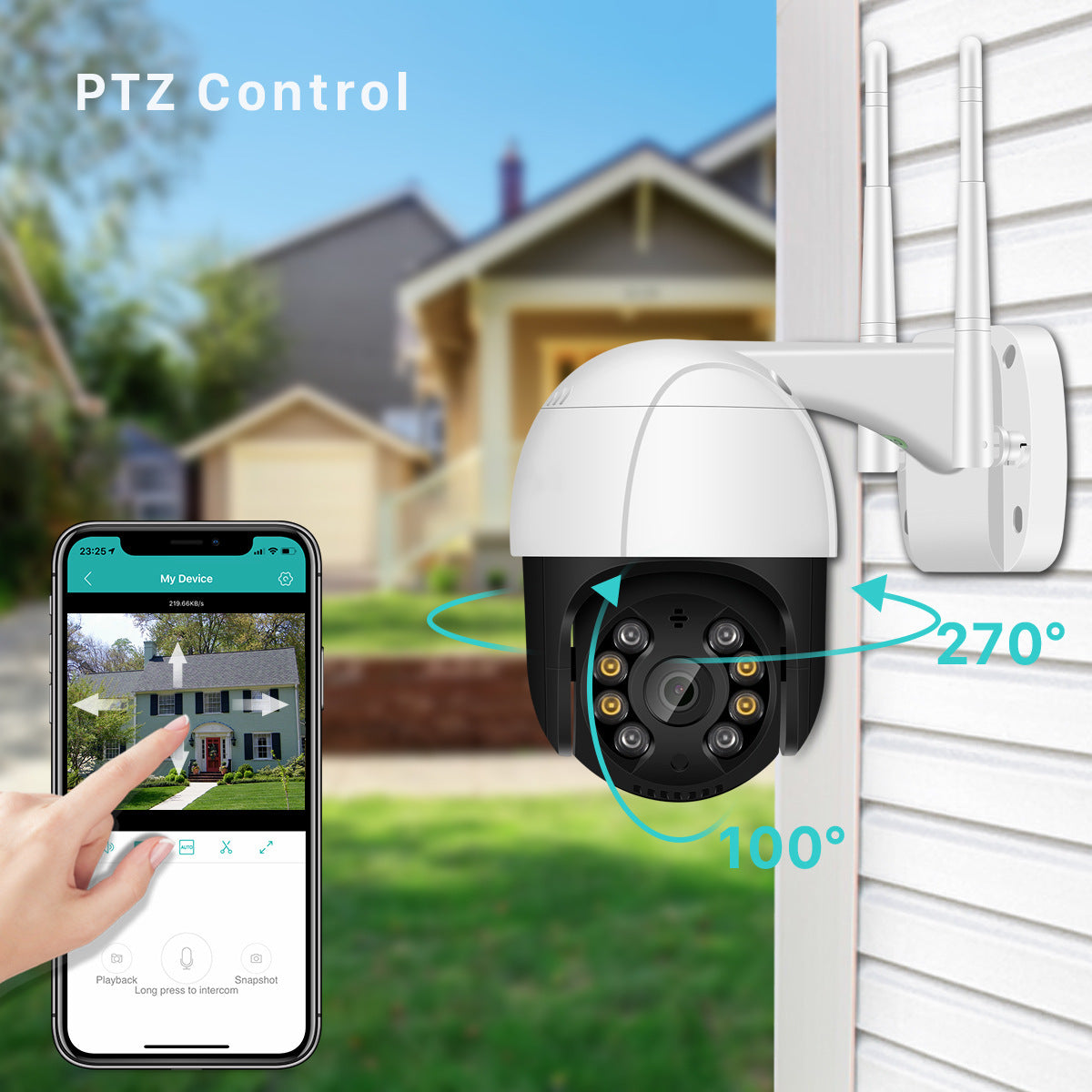 Wireless Wifi Dome Surveillance Camera Rainproof Outdoor Pan/tilt Remote Control Body Dual Light Night Vision