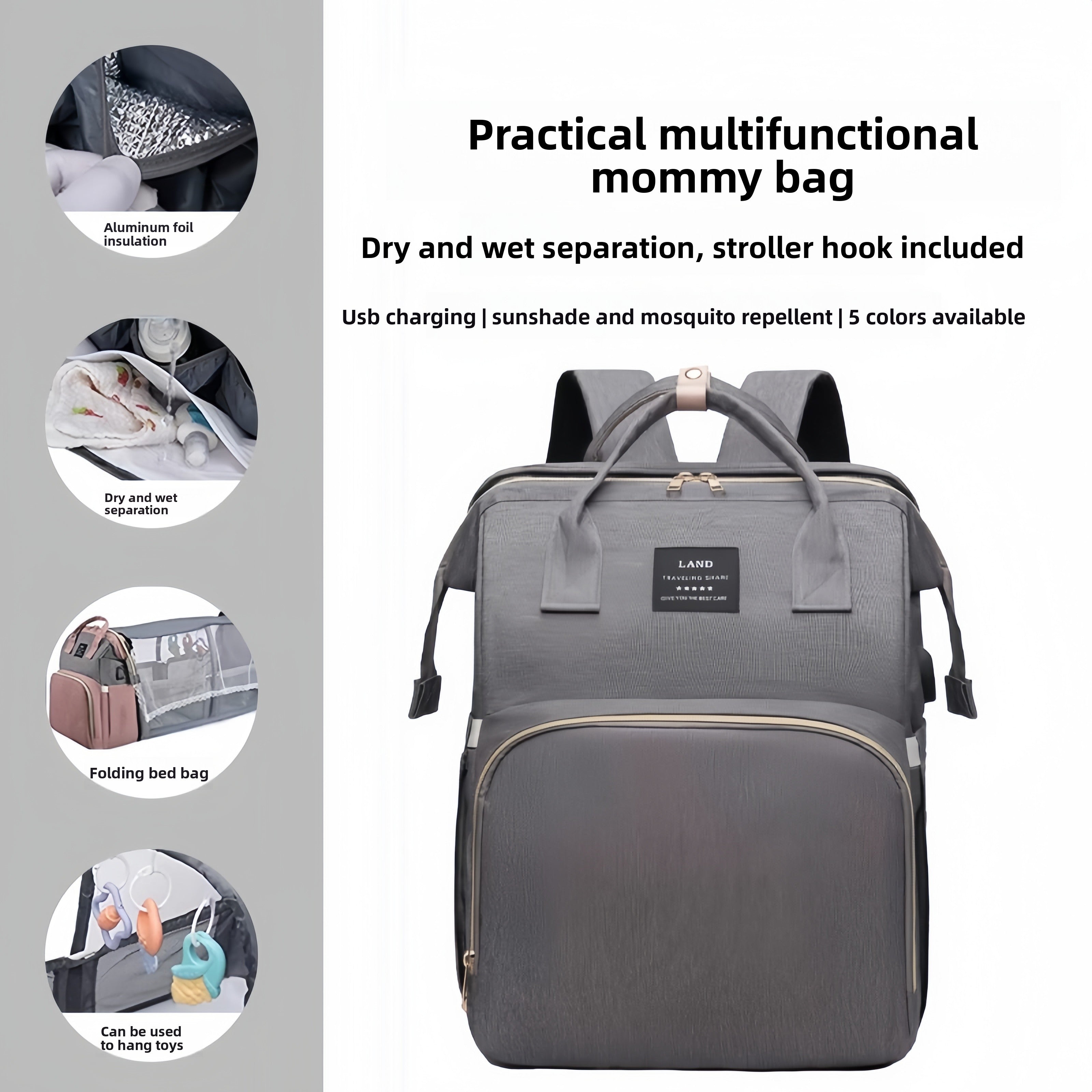 Multi-functional Mosquito-Repellent Foldable Travel Crib and Carry Bag