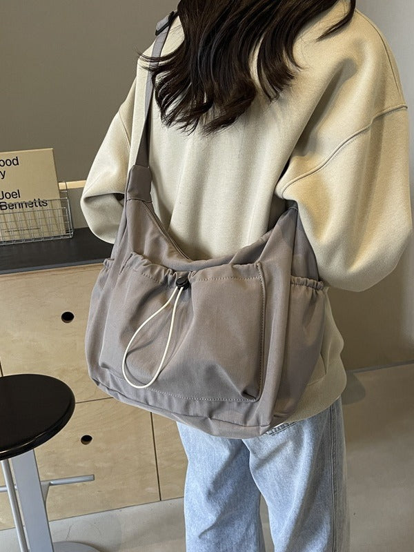 Pleated Nylon Crossbody Bag with Large Capacity