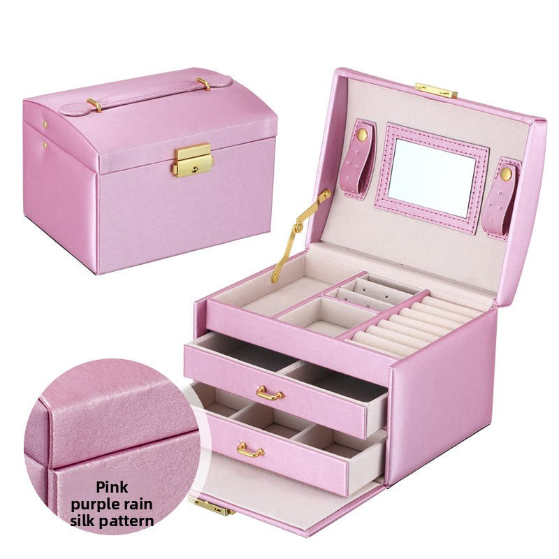 European Leather Jewelry Storage Box with Lock