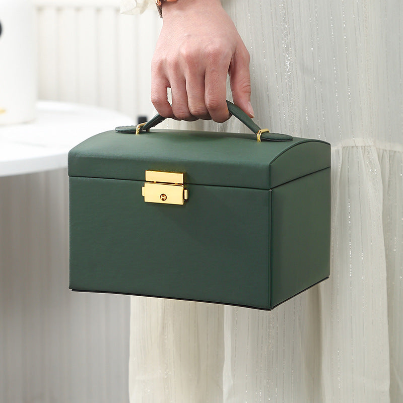 European Leather Jewelry Storage Box with Lock