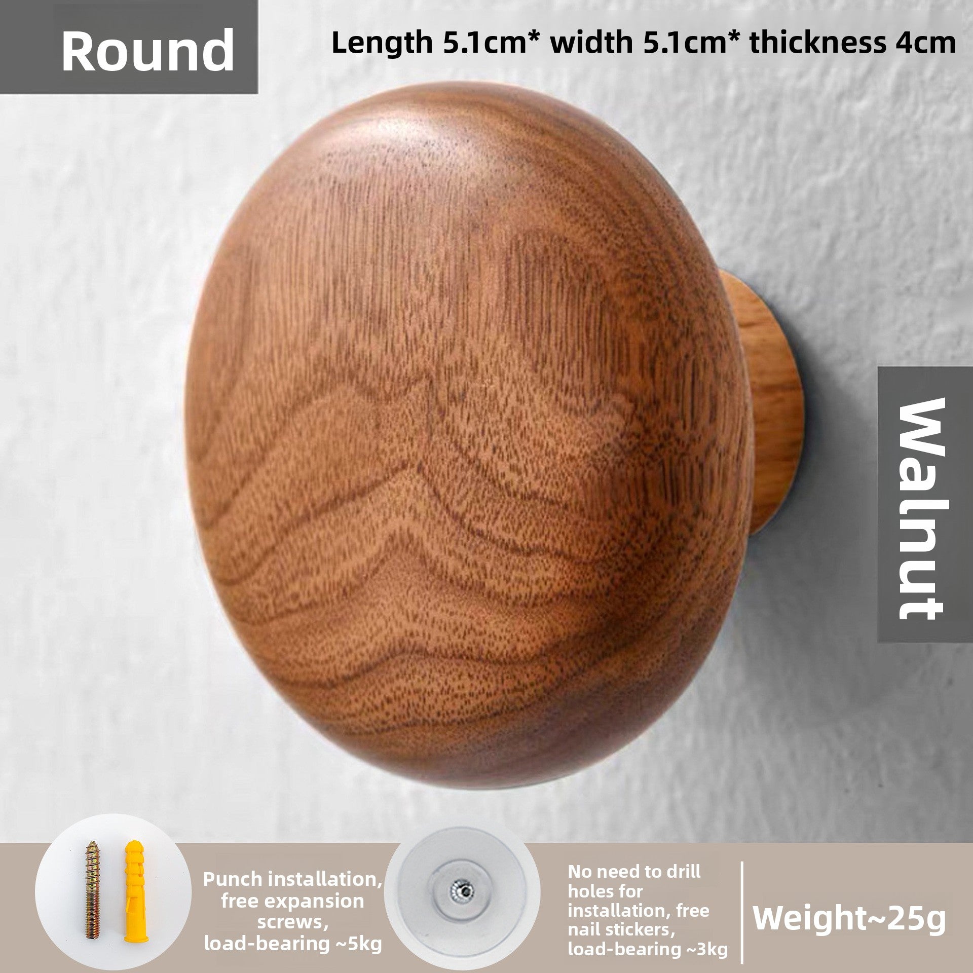 Nordic Solid Wood Adhesive Wall Hooks and Handles