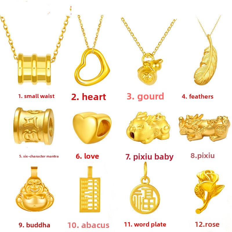 3D Hard Gold Pendant Necklace with Gift Box