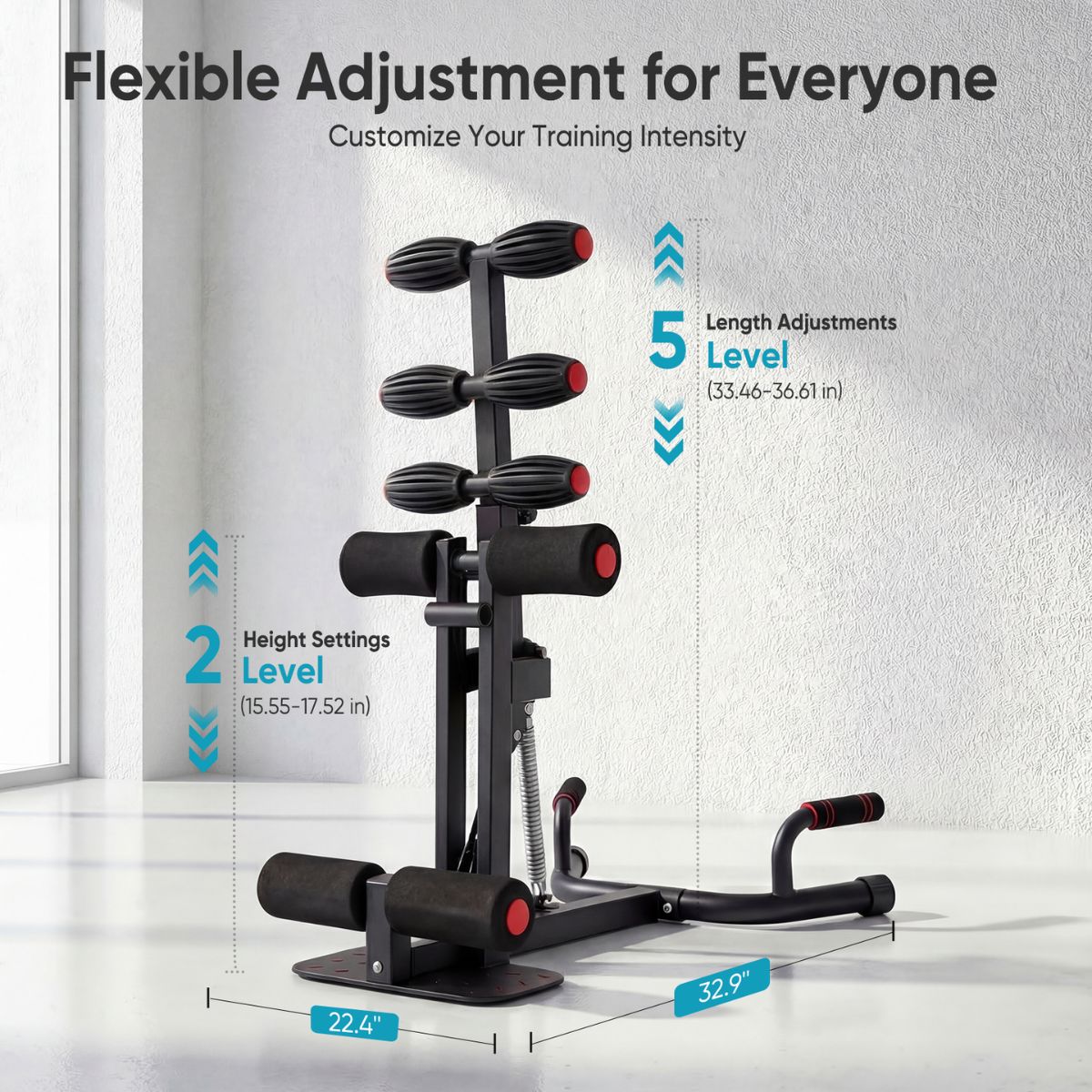 Deep Squat Machine For Home Gym, All-in-One Equipment, Adjustable For Glutes & Legs, Easy Assembly, 32.9x22.4x36.6 In, 300 Lbs, Red & Blue