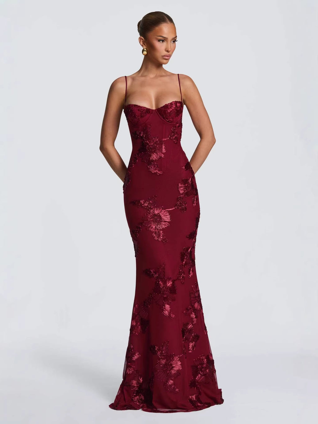 Embroidered Backless Long Dress
