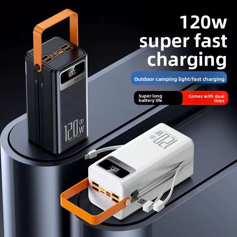 120W Fast Charging Power Bank with Built-in Cable