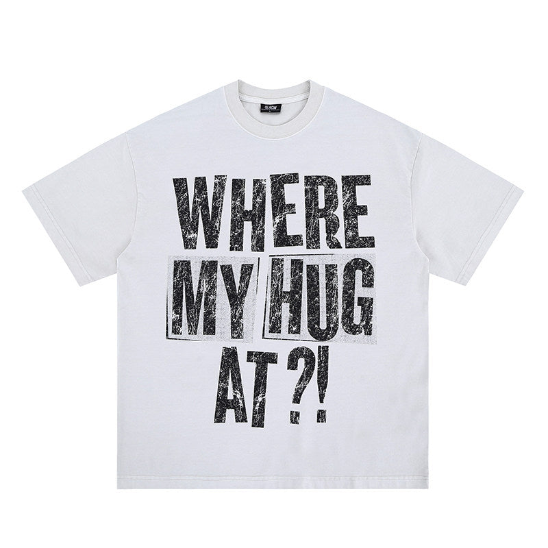Distressed Letter Print Crew Neck T-Shirt