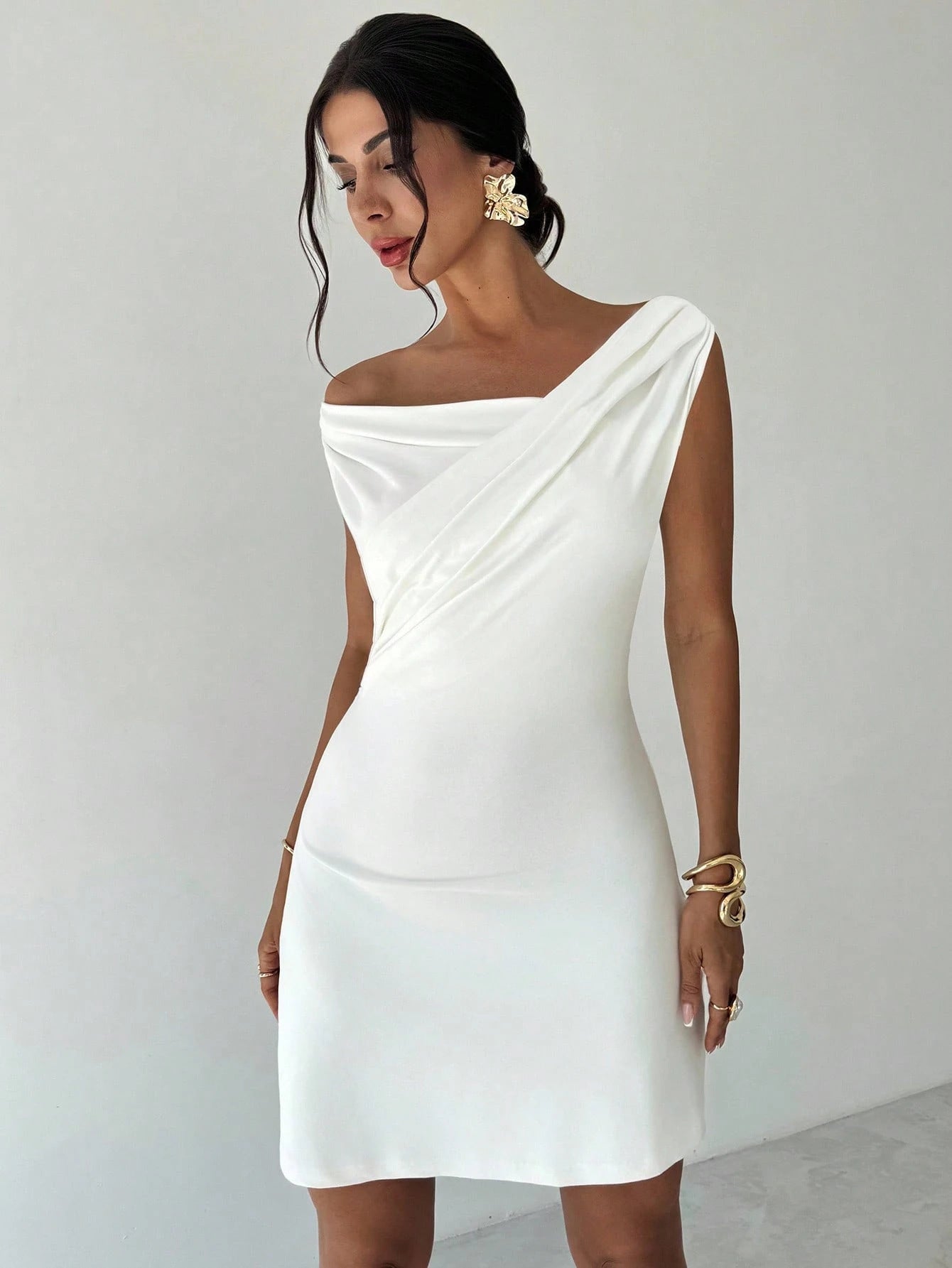 Womens Cross Over Neckline Knitted Dress