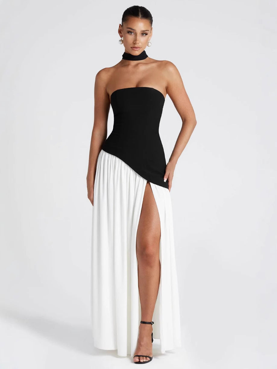 Strapless High Split Backless Long Dress
