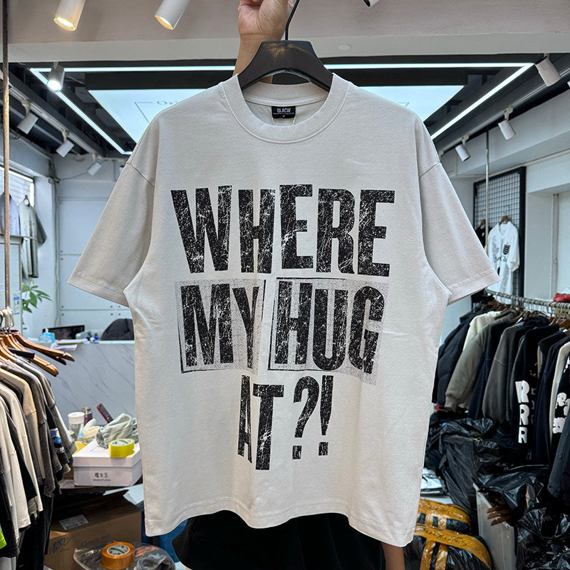 Distressed Letter Print Crew Neck T-Shirt
