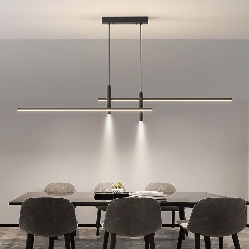 Minimalist Linear LED Chandelier for Dining Room