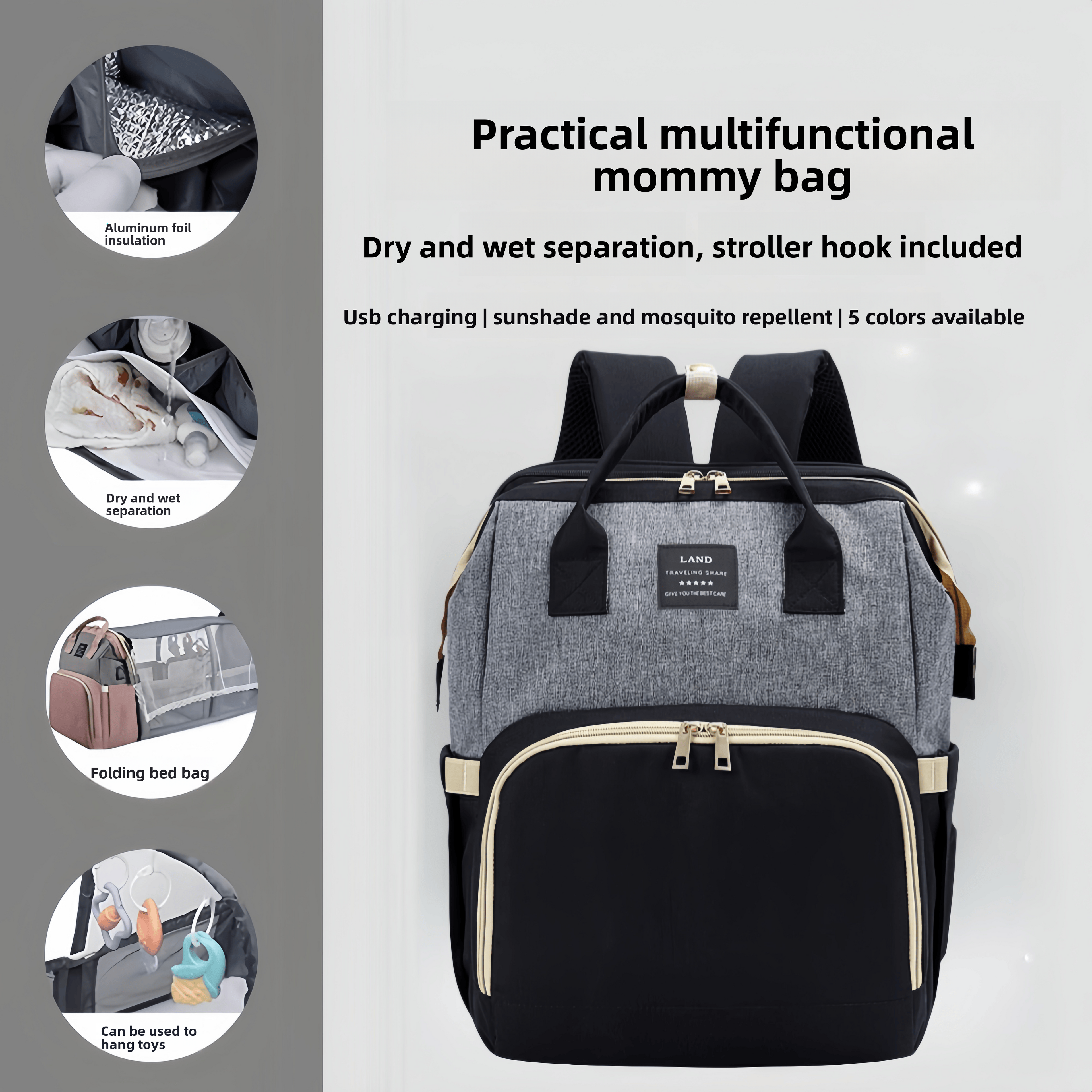 Multi-functional Mosquito-Repellent Foldable Travel Crib and Carry Bag