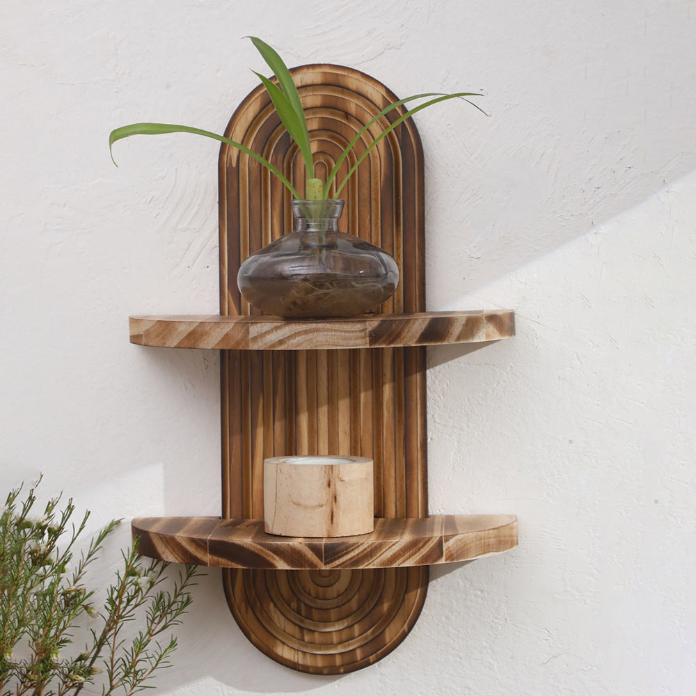 Oval Thread Solid Wood Wall Storage Rack