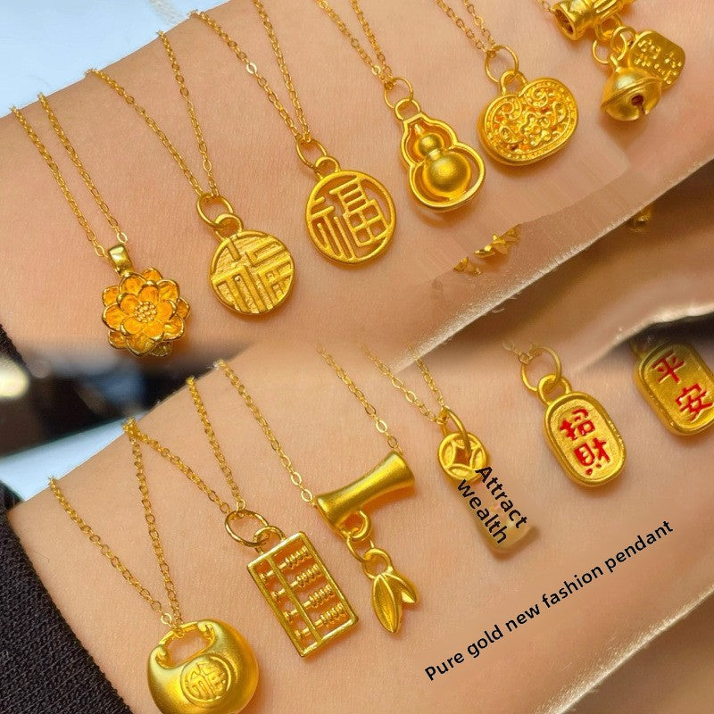 3D Hard Gold Pendant Necklace with Gift Box