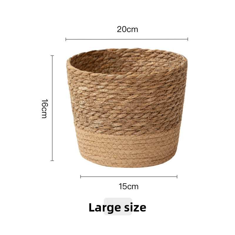 Handwoven Straw Plant Pot with Waterproof Layer
