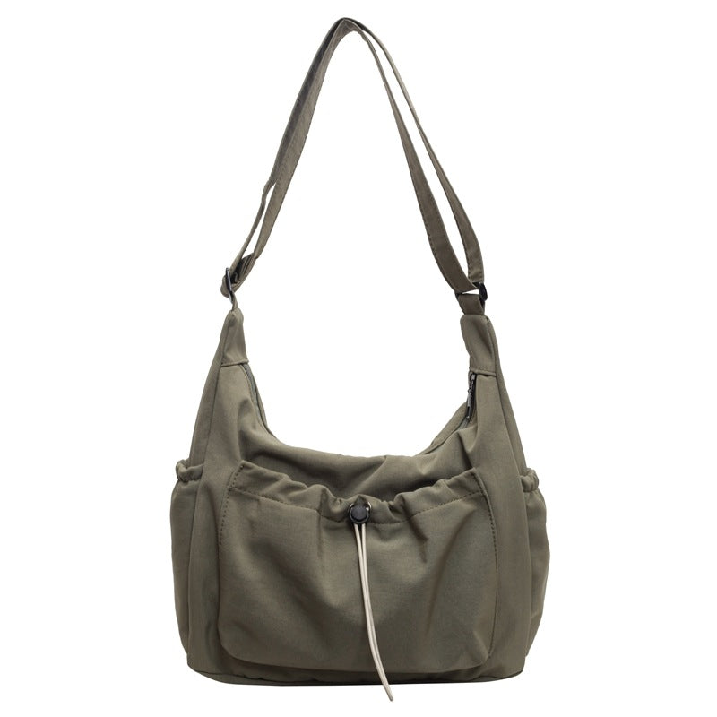 Pleated Nylon Crossbody Bag with Large Capacity
