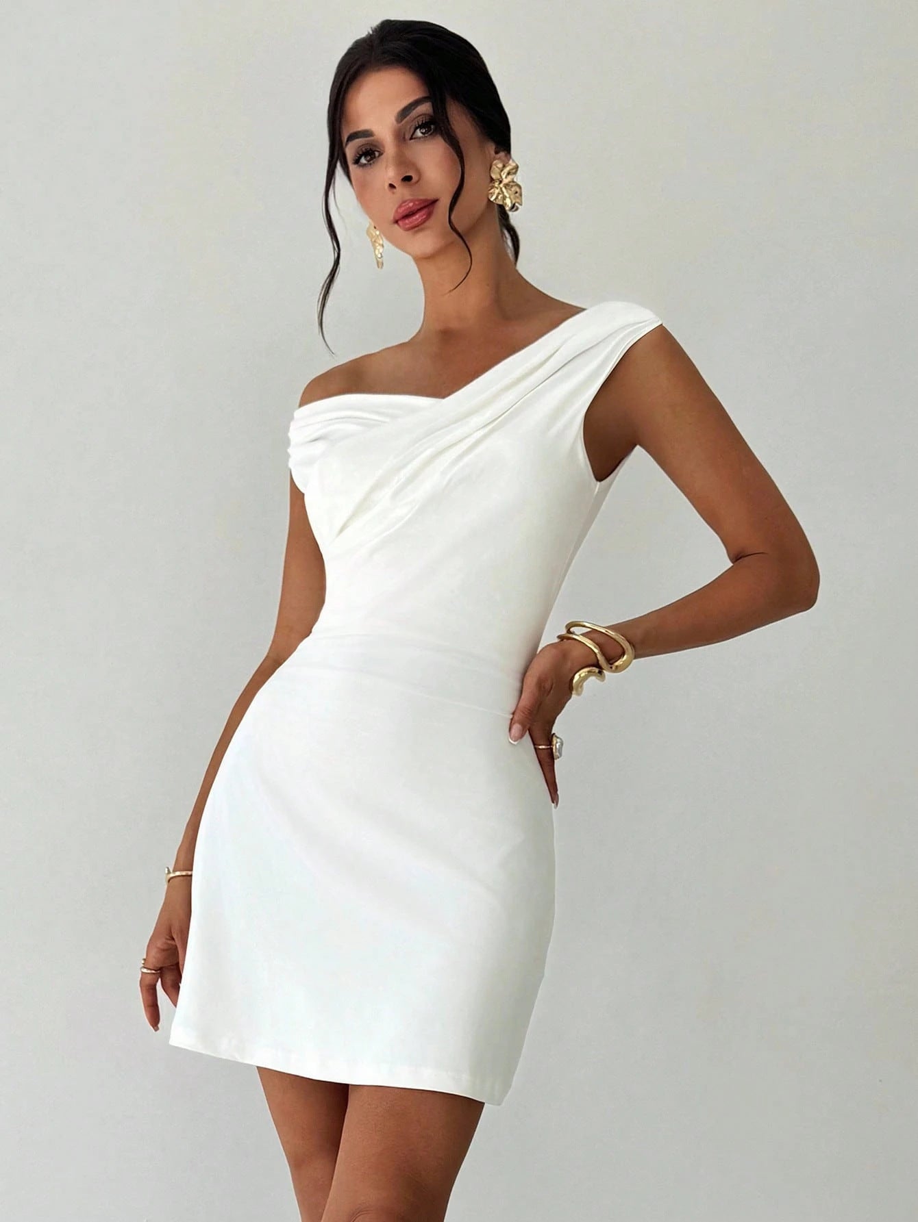 Womens Cross Over Neckline Knitted Dress
