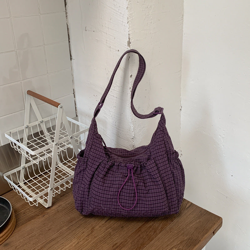 Pleated Nylon Crossbody Bag with Large Capacity
