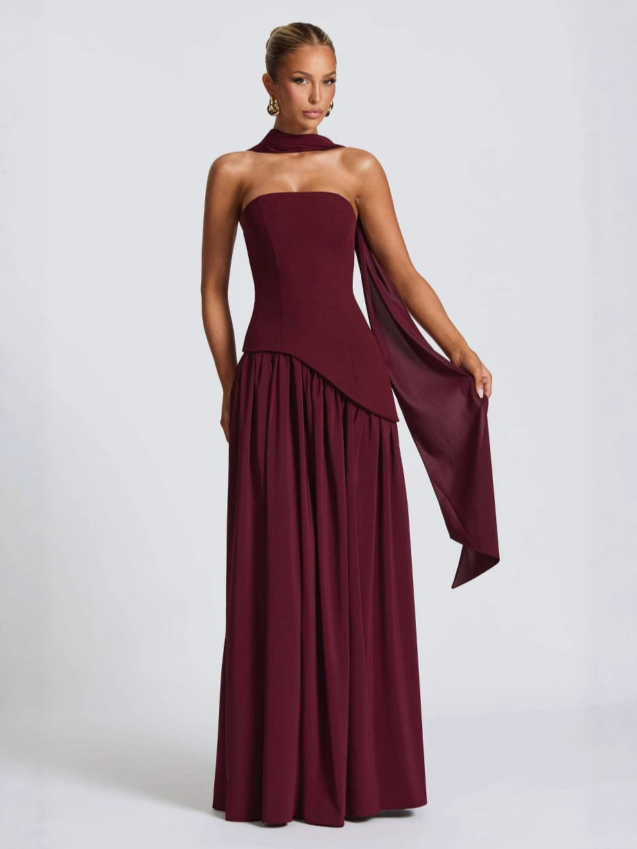 Strapless High Split Backless Long Dress