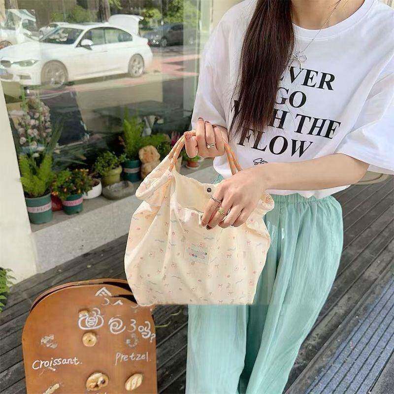 Lightweight Canvas Tote Bag with Decorative Charm