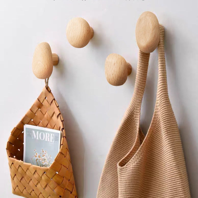 Nordic Solid Wood Adhesive Wall Hooks and Handles