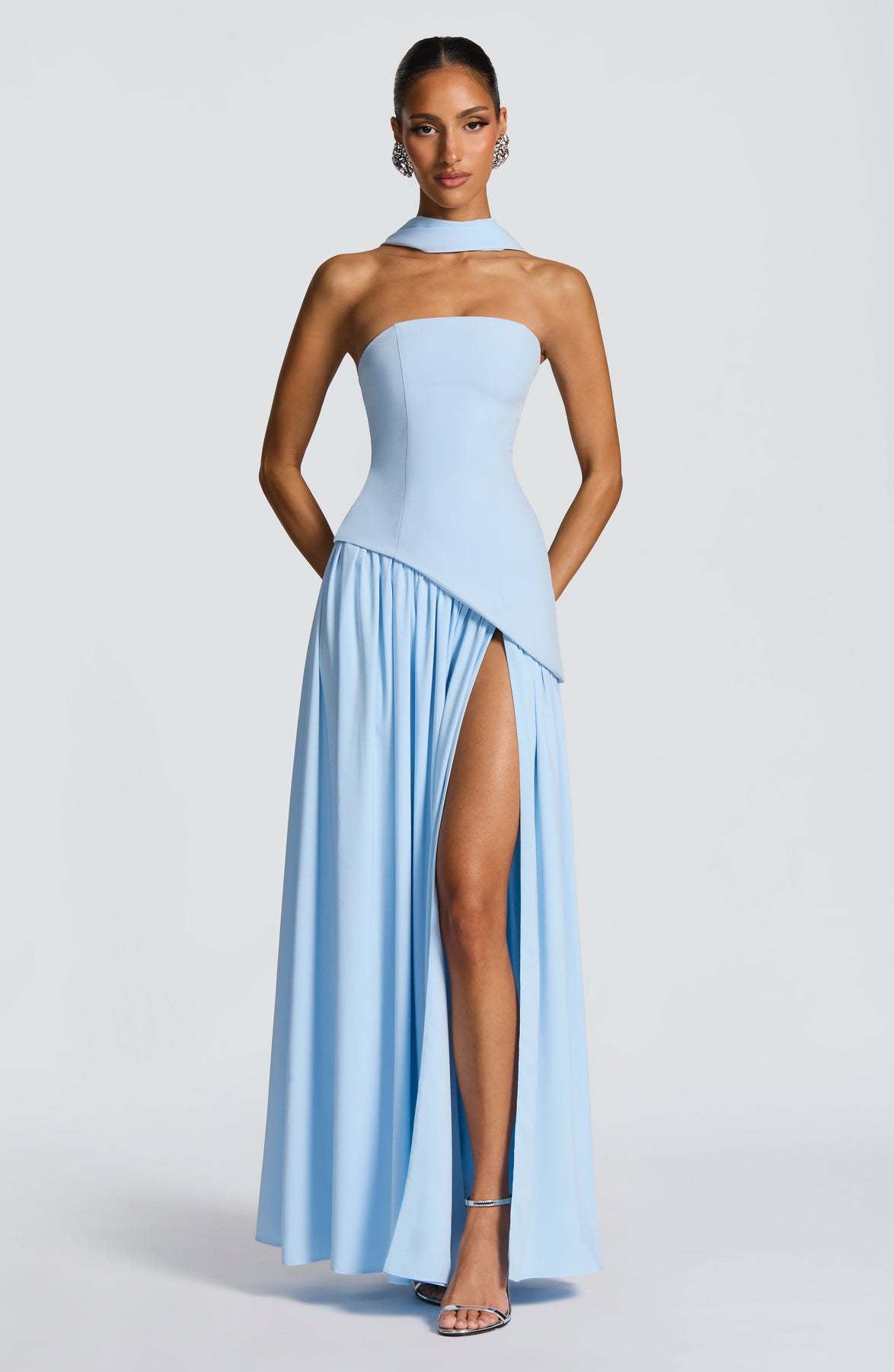 Strapless High Split Backless Long Dress