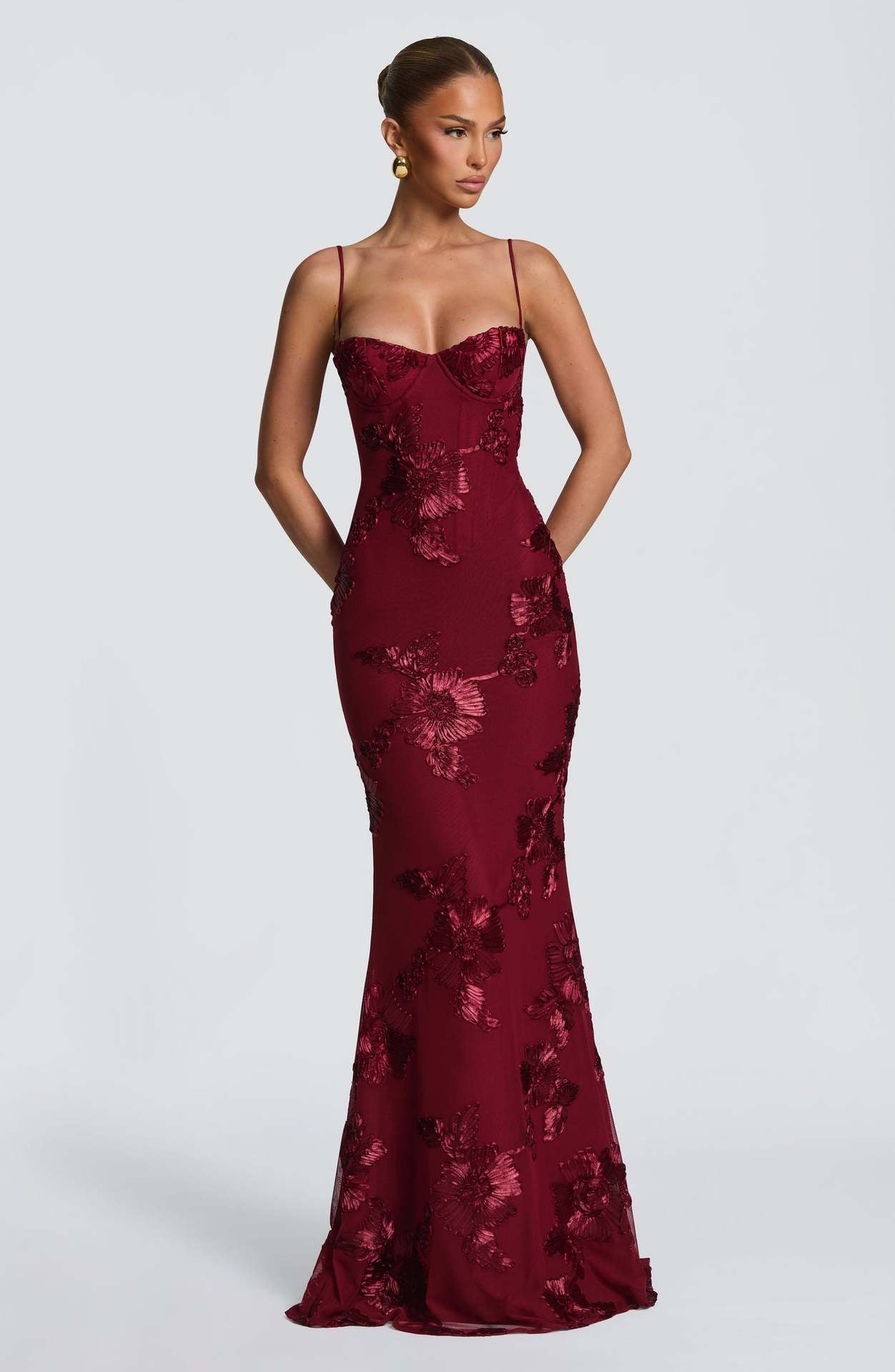 Embroidered Backless Long Dress