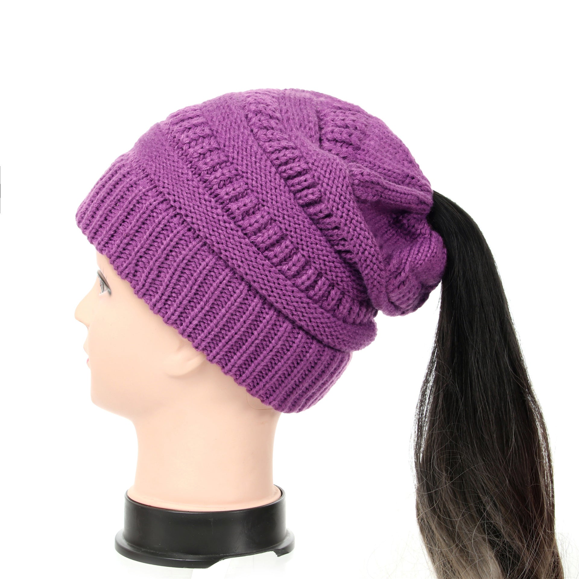 Women's Wool Knit Ponytail Hat