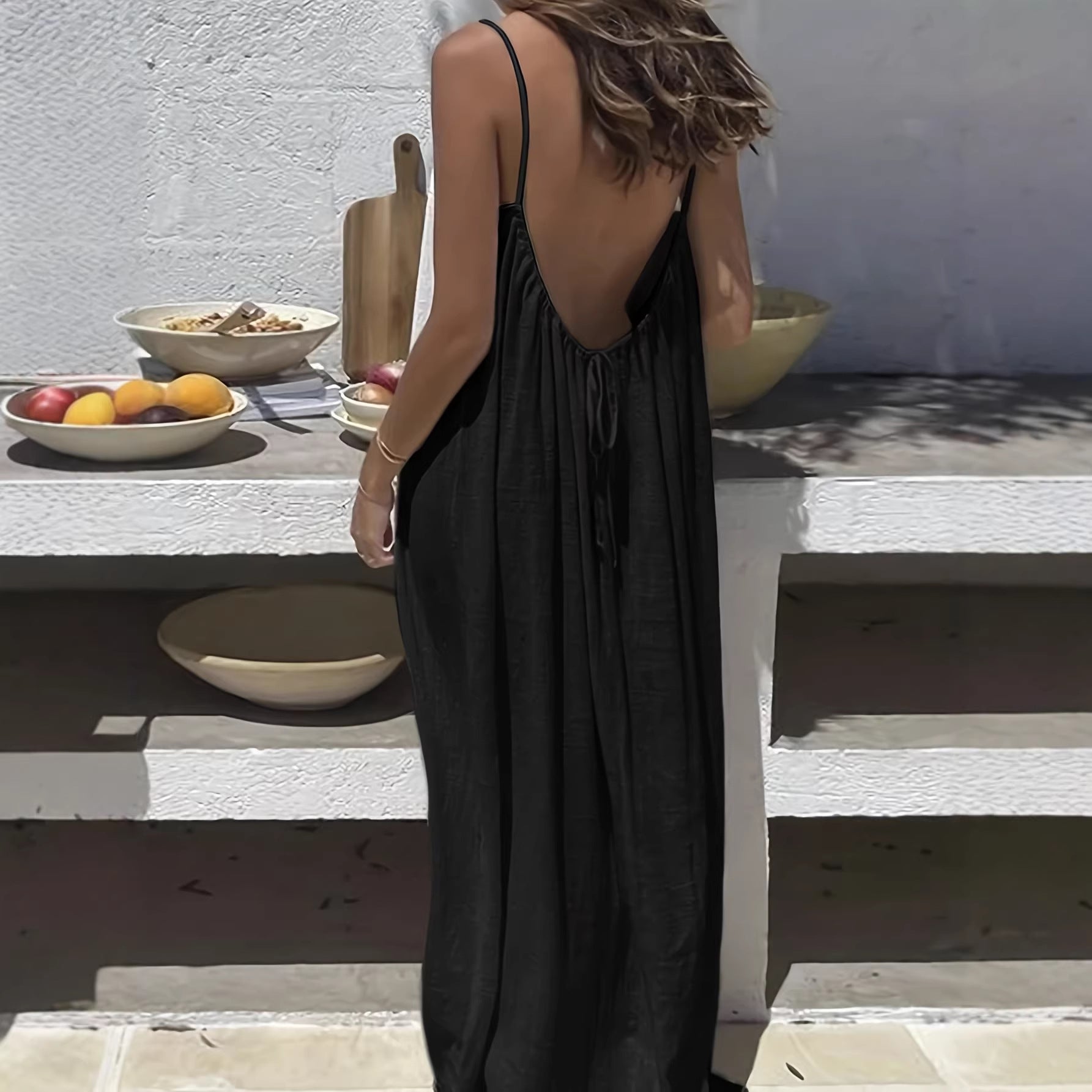 Women's Backless Strap Loungewear Dress