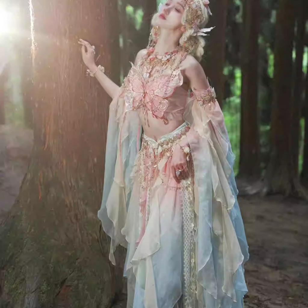 Embroidered Hanfu Dress with Butterfly Design