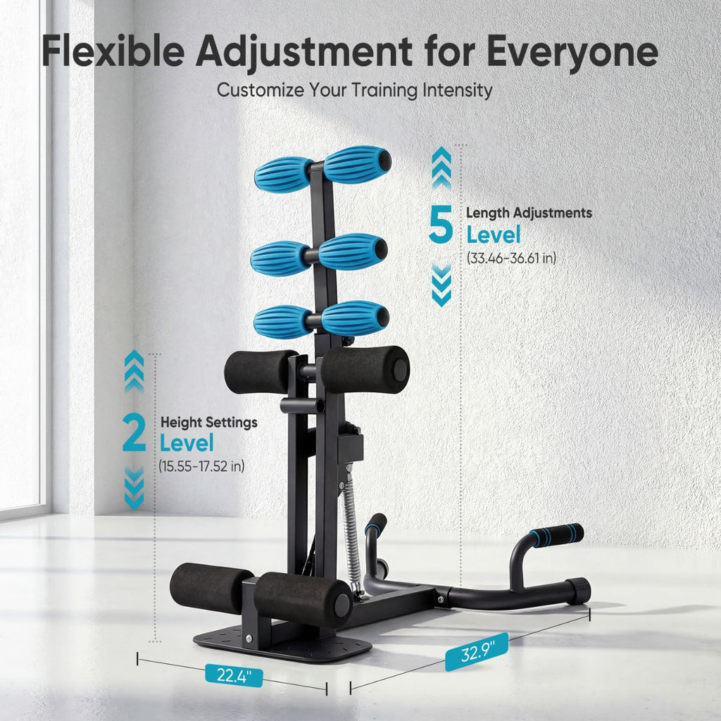 Deep Squat Machine For Home Gym, All-in-One Equipment, Adjustable For Glutes & Legs, Easy Assembly, 32.9x22.4x36.6 In, 300 Lbs, Red & Blue