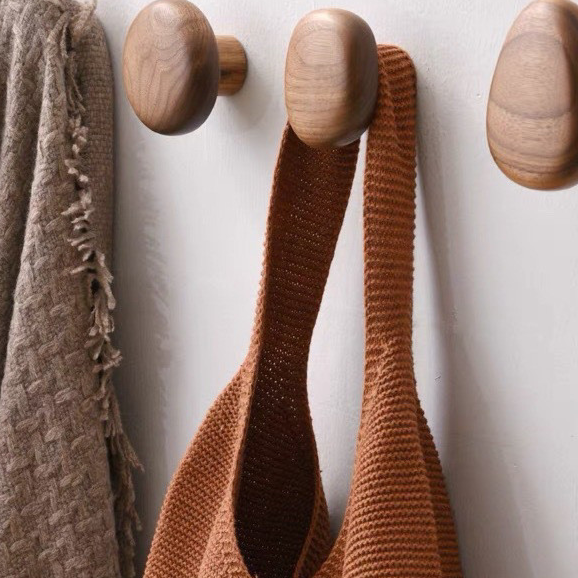 Nordic Solid Wood Adhesive Wall Hooks and Handles