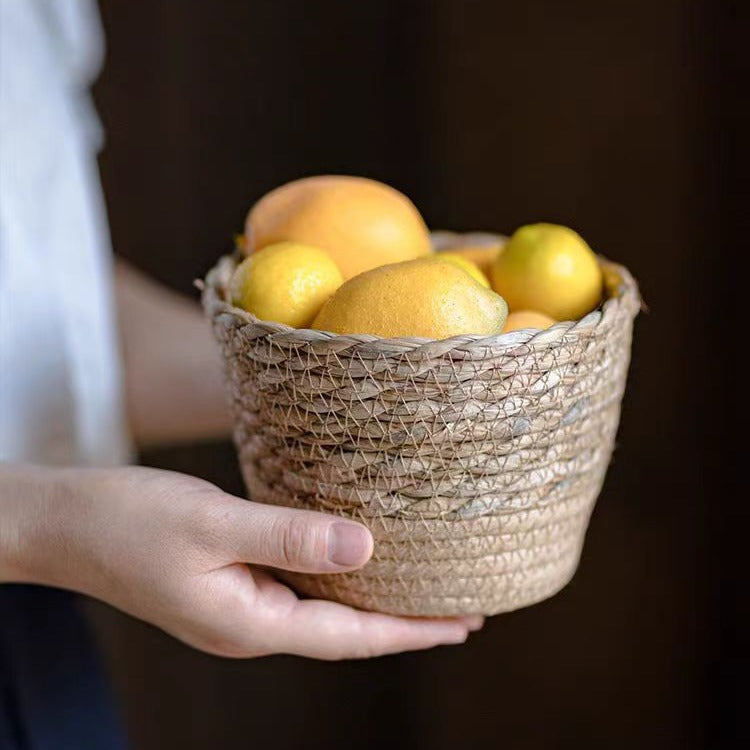 Handwoven Straw Plant Pot with Waterproof Layer