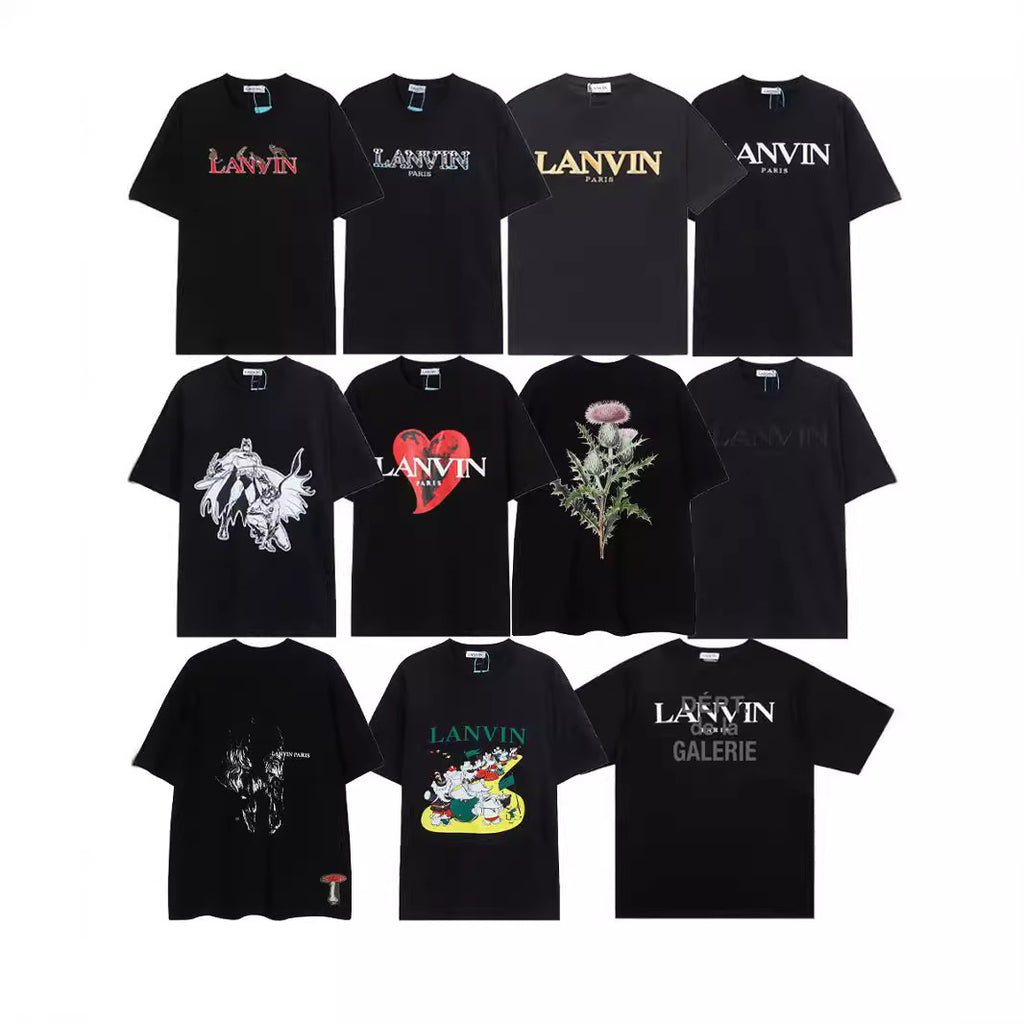 Cotton Classic Embroidered Printed Splash-Ink Couple Short-Sleeved T-Shirt Trendy