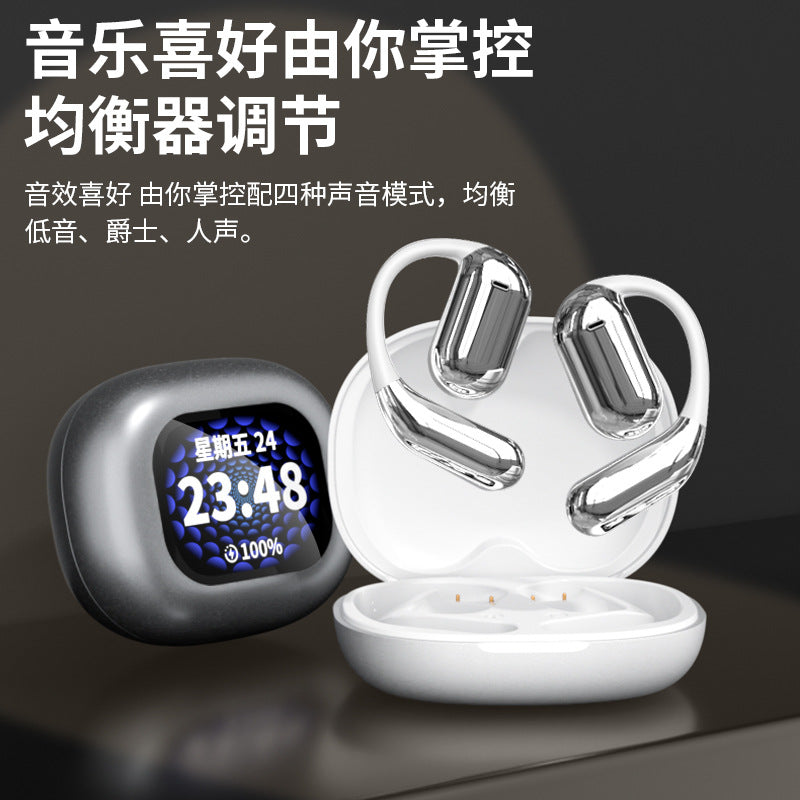 LCD Color Screen Bluetooth Headset Open No-Ear Sports Wireless Intelligent AI Translation Headset