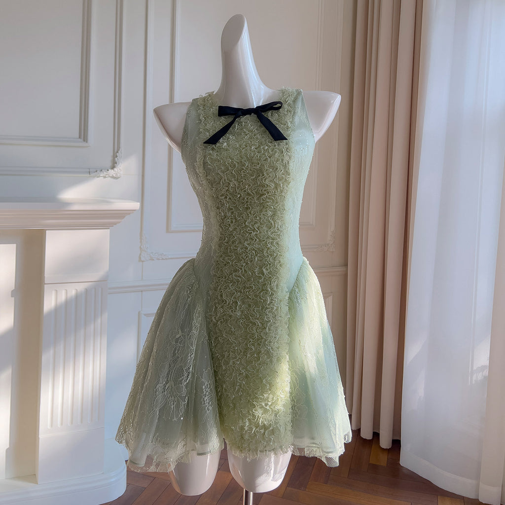 Light Luxury Socialite French Style Dress, Elegant Waist Slimming Look Tutu Skirt, Princess Dress 69410