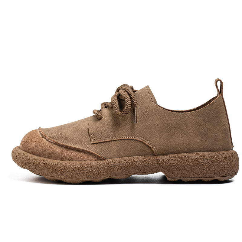 PU New Men's Leather Shoes, Light Luxury, Retro Trendy Large-Toe Shoes
